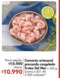 Oferta de Camarón artesanal precocido congelado Frutos Del Mar x 350 g por $10990 en Metro