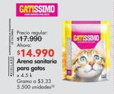 Oferta de Arena sanitaria para gatos x 4.5 k por $14990 en Metro