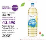 Oferta de Aceite girasol Cuisine & Co x 1 L por $14590 en Metro