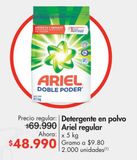 Oferta de Detergente en polvo Ariel regular x 5 kg por $48990 en Metro