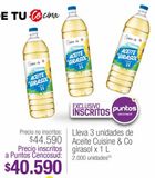 Oferta de 3 aceite Cuisine & Co girasol x 1L por $40590 en Jumbo