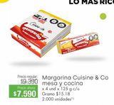 Oferta de Margarina Cuisine & Co mesa  y cocina x 4un x 125g por $7590 en Jumbo