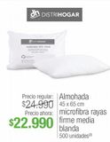 Oferta de Almohada 45x65cm microfibra rayas firme media blanda por $22990 en Jumbo