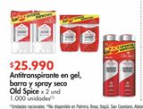 Oferta de Antitranspirante en gel, barra y spray seco Old Spice x 2 und por $25990 en Metro