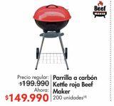 Oferta de Parrilla a carbón Kettle roja Beef Maker por $149990 en Metro