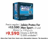 Oferta de Jabón Protex For Men Sport x 3 und x 110 g c/u por $9590 en Metro