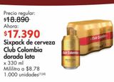 Oferta de Sixpack de cerveza Club Colombia dorada lata x 330 ml  por $17390 en Metro