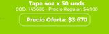 Oferta de TAPA SALSERO KRAFT DOMINGO 4ozX50u por $3670 en Makro