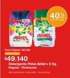 Oferta de Detergente Polvo Ariel x 6 Kg Regular - Revitacolor por $49140 en Makro