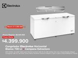 Oferta de Congelador Electrolux Horizontal Blanco 708 Lt + Campana Extractora por $4399900 en Makro