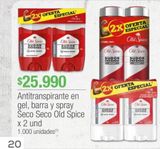 Oferta de Antitranspirante en gel, barra y spray seco seco Old Spice x 2un por $25990 en Jumbo