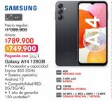 Oferta de Galaxy A14 128GB por $749900 en Metro