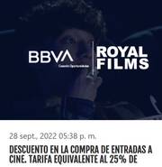Oferta de Royal Films | Hasta 25% de descuento con bbva | 21/10/2022 - 30/12/2022